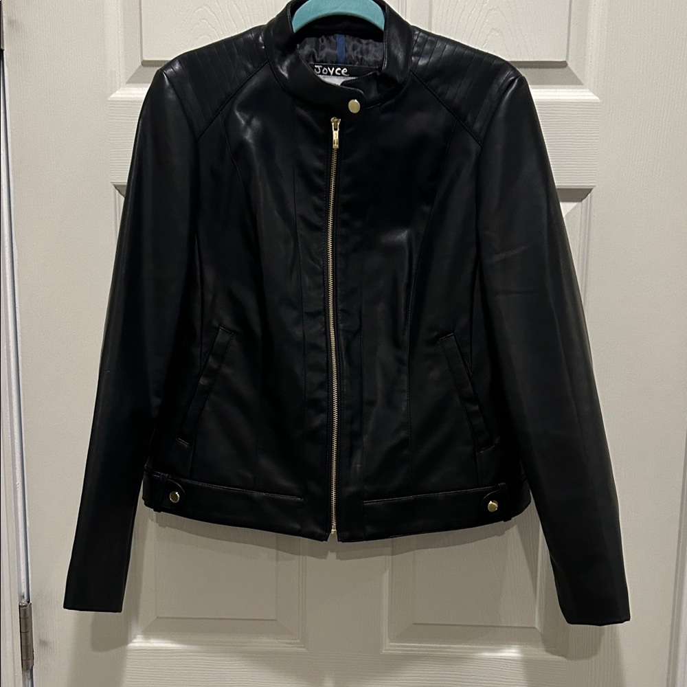 EUC Cole Haan Signature Black Faux Leather Jacket